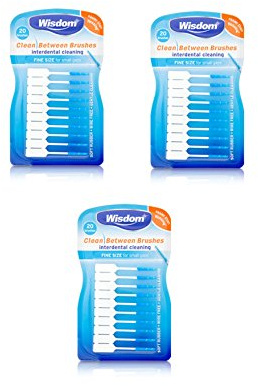 3x Wisdom Clean Between Interdental Brushes - Pack of 20 - Size Fine Blue (BLUE)