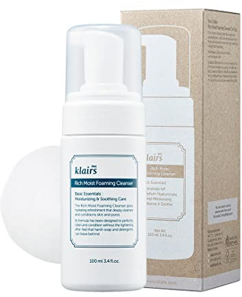 DearKlairs K-Beauty Skincare Rich Moist Foaming Cleanser, 3,4 fl oz (100 ml)