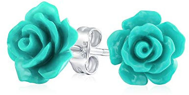Orecchini A Perno Con Rosa Verde Acqua Intagliata In 3D Delicati E Romantici Per Donne Adolescenti E Madri Placcati In Argento