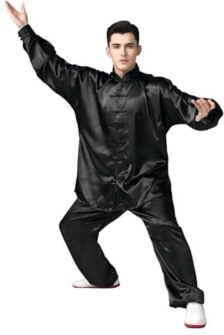 Andux Tradicional Tai Chi Uniformes Kung Fu Ropa Unisex SS-TJF01 Negro (S)