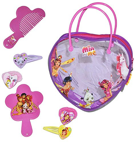 alles-meine.de GmbH 7 TLG. Set: Kinderschmuck - Mia and Me Beauty Set - Tasche - incl. Haarbürste - Zopfhalter - Haarspangen - Spiegel - Tasche z.B. als Kulturbeutel - Onchao..