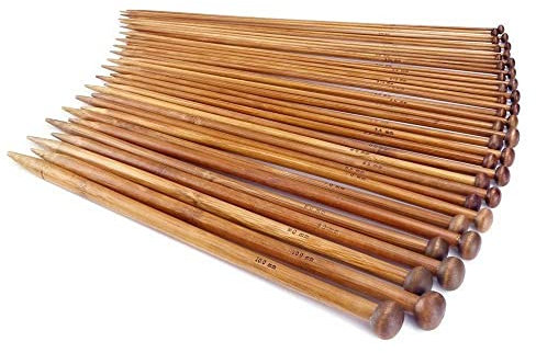 JZK 18 Paia / 36 PZ Set ferri da maglia bamboo Bambù, 2-10mm, aghi per maglieria Dritti in Legno, Kit Aghi da Maglia a punta singola per Lavorare a Maglia per Professionisti e Principianti