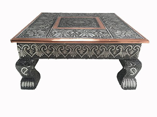 eRadius 25,4 x 25,4 cm oxidiertes Kupfer Niedriger Tisch Bajot Bajath Hindu-Puja