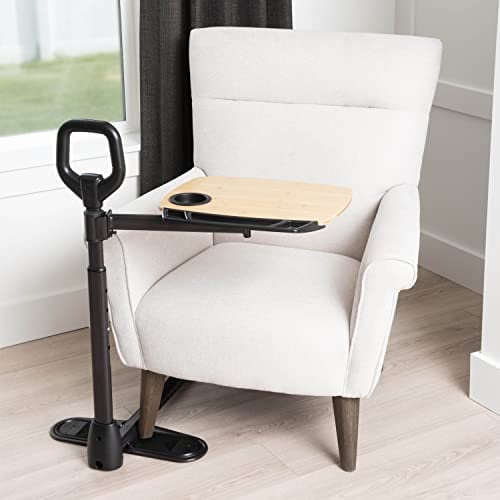 Able Life Able Tray Table, Adjustable Bamboo Swivel TV and Laptop Table with Ergonomic Stand Assist Safety Handle, Independent Living Aid (Eligible for VAT Relief in the UK)