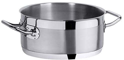 Contacto Professioneller flacher Edelstahl Kochtopf Suppentopf Fleischtopf 20 cm in Gastroqualität extrem robust