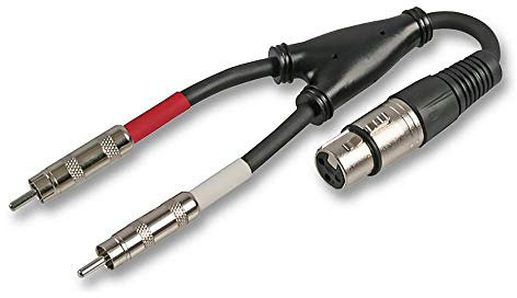 Pulse PLS00208 3 Pin XLR Female to 2x Phono (RCA) Male Lead, 250 mm, Black