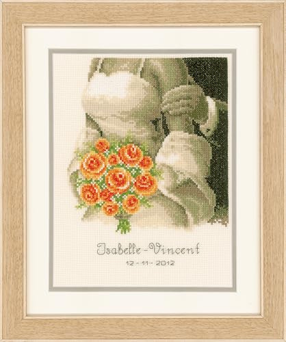 Vervaco Zählmusterbild Geburt und Hochzeit Kreuzstich mit Garn 19x24 cm ecru
