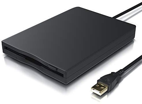 CSL - Externes USB Diskettenlaufwerk FDD 1,44MB 3,5 Zoll - PC und MAC - Slimline Floppy Disk Drive Extern - Portable - Plug and Play - schwarz - Windows 11 fähig