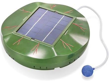 Esotec 101875 Aérateur de Bassin Solaire Flottant Nénuphar Flottant 120 l/h Pompe à oxygène pour étang, Pompe à air, Bassin de Jardin, Accessoire de Bassin, Pompe d'aération, Pompe Solaire
