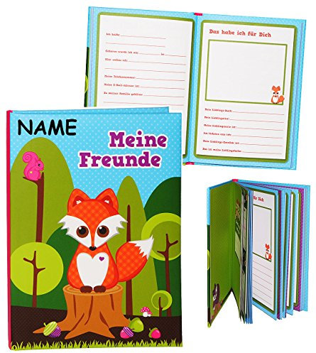 Meine Freunde Buch - Fuchs incl. Namen - für Schulfreunde & Kindergarten - Poesie A5 Hardcover - Freundebuch Poesiealbum Kinder Schule - Füchse/für Jung..