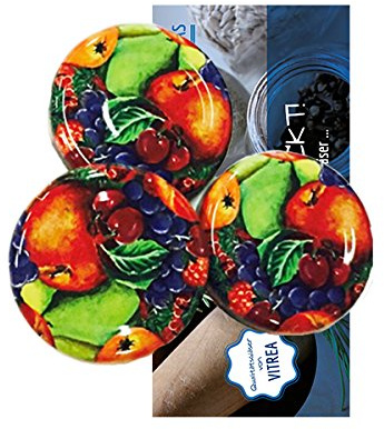50 Ersatzdeckel Deckel für Sturzgläser To 82 Frucht Dekor Passend für 230/350 / 435 ml