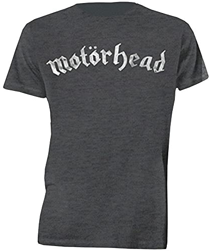 Motorhead Men's Distressed Logo Short Sleeve T-Shirt, Grey, Medium