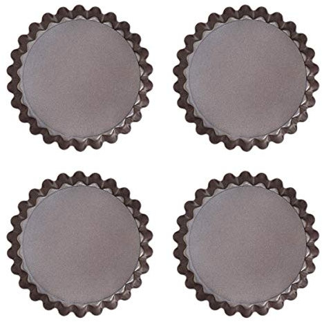 Pyrex Asimetria - Set de 4 tartaletas con Fondo Desmontable, 14 x 10 x 4 cm, Color Negro