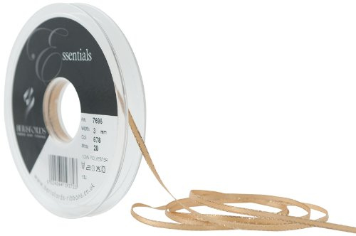 Berisfords 7696-HG-3 3 mm Gold Edge Satin Ribbon, Honey Gold