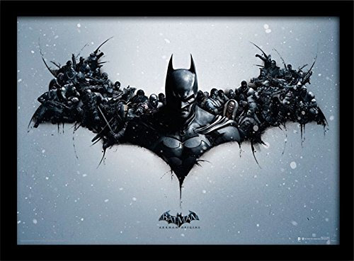 Pyramid International Batman Arkham Origins (Logo) 30x40 cm gerahmter Druck, 250GSM PAPERWRAP MDF, Mehrfarbig, 44 x 33 x 4 cm