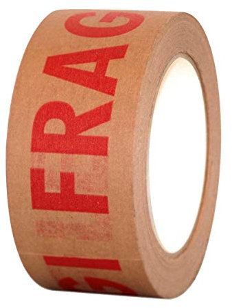 EMMEPACK - 6 Nastri adesivi in carta marrone - ECO-KRAFT Stampa FRAGILE - 50mm x 50mt