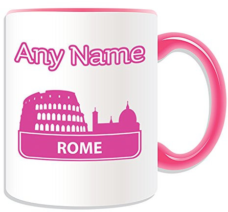 Regalo personalizzato – Tazza Città di Roma (tema skyline, opzioni colori) – qualsiasi nome messaggio sul vostro unico – Viaggio turistico vistore viaggiatore souvenir vista famoso paesaggio