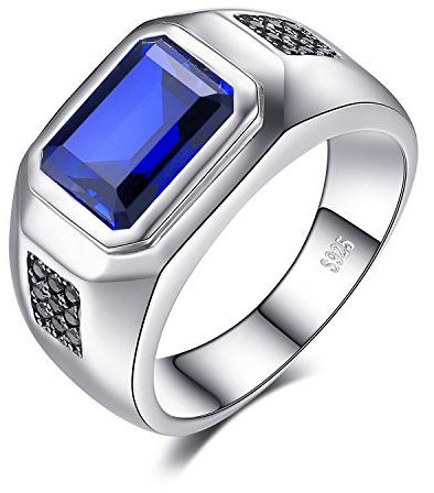 JewelryPalace Männer 4.3ct Erstellt Blaue Saphir Natürlicher Schwarzer Spinell Jahrestag Ringe Hochzeitsring 925 Sterling Silber Größe 57 To 68