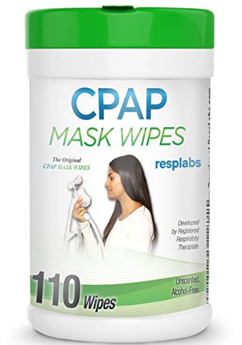 resplabs CPAP Mask Wipes - Unscented, Alcohol-Free Daily CPAP Cleaner - Compatible with All Mask Types (110 Count)