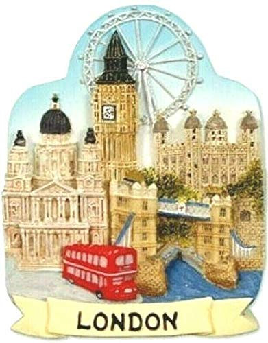 London Fridge Magnet Souvenir Gift Scenic Landmarks Big Ben Red Bus Tower Bridge