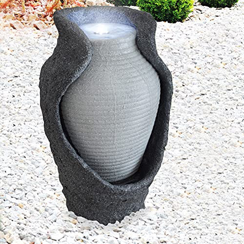 AMUR Fontaine de Jardin Décorative Amphore Venus avec lumière LED 230 V Cascade d'eau pour Sublimer Votre Jardin, Terrasse, Salon ou Balcon