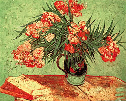 1art1 Vincent Van Gogh Poster Stillleben, Vase Mit Oleander Und Büchern, 1888 Kunstdruck Bild 50x40 cm
