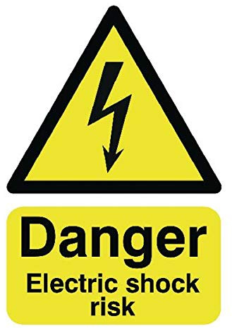 Self-Adhesive Safety Sign Danger Electric Shock Risk, 210mm x 148mm