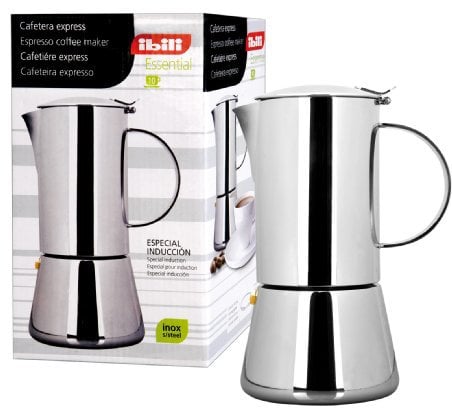 IBILI - Cafetera express Essential, 10 tazas, 500 ml, Acero Inoxidable, Apto para inducción