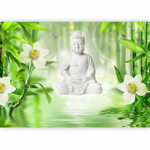 Papier peint murando intissé 350x256 cm Décoration Murale XXL Poster Tableaux Muraux Tapisserie Photo Trompe l'oeil Bouddha Fleurs eau b-A-0049-a-a