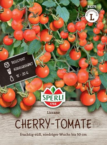 Sperli Cherry-Tomatensamen Lizzano, F1-83275 - fruchtig-süß, niedriger Wuchs bis 50 cm - Inhalt für 7 Pflanzen - Gemüsesamen, Samen Gemüse, Saatgut
