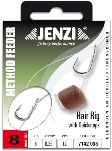 JENZI Method Feeder Hair Rig mit Quickstop, Länge 12,0 cm Ø 0,25mm # 8