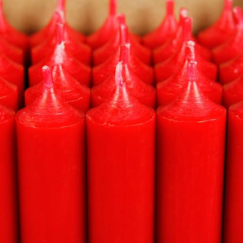 Bütic GmbH Stabkerzen durchgefärbt 250mm x Ø 22mm - Kerzen hochgereinigt, Brenndauer 11,5h, geruchsneutral, rußarm mit rückstandsfreiem Abbrand, Farbe:Weihnachtsrot, Set mit:8 Stück
