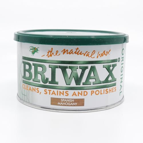 Briwax Original Spanish Mahogany Wax Polish 400g (Japanese Labelled Version) - Same UK Product Inside - Furniture Wax - Cleans, Stains and Polishes