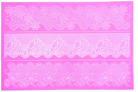 Kitchen Craft Sweetly Does It - Molde de Cobertura para postres Grande de Silicona, diseño Flora, Color Rosa