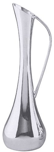 Blumenvase mit Griff, Serie SILVER-LINE, aus versilbertem Zinkguss, Bodenfläche mit tischschonendem Velours, nicht für Frischblumen geeignet/Höhe: 17,5 cm | ERK