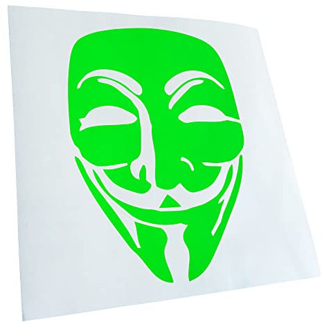 Kiwistar Autoaufkleber - Anonymous Maske 11 x 15 cm - neongrün-69 - Aufkleber für Auto, Laptop, Fahrrad, LKW, Motorrad mehrfarbig JDM Decal Racing