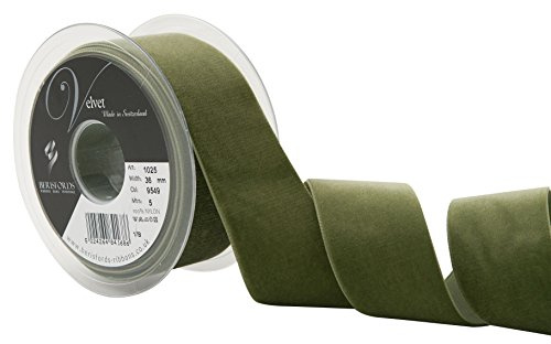 Berisfords Velvet Ribbon Moss 45mm x 10m - Nylon Craft Ribbon for Sewing, Gift Wrapping and Hair Accessories