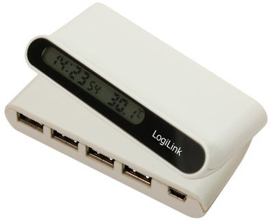 LogiLink USB 2.0 Hub 4-Port mit LCD Infodisplay