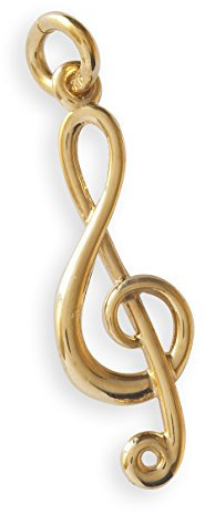 MOD' by Anne Clé de sol en plaquée or 23,5 carats dimension 2,5 x 1 cm pendentif bijou musique