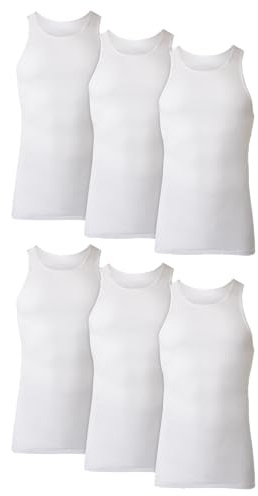 Hanes Men's Hanes Men's Cotton Tank Undershirts Pack, Moisture-Wicking Ribbed Tanks, Lightweight Cotton Tank Undershirts, Multi-Pack Underwear (Pack of 6)