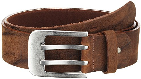 MGM Herren Gürtel Doppeldorn, Einfarbig, Gr. 85 cm, Braun (nougat gelammt 3)