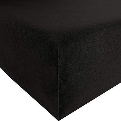 REDBEST Jersey-Stretch Spannbettlaken San Francisco 100% Baumwolle, schwarz Größe 180x200 cm - 200x200 cm - weiche Qualität, bügelfrei, Rundumgummi, bis 20 cm Höhe