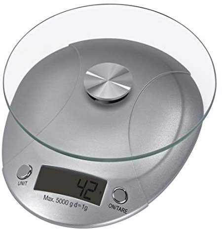 Xavax Balance de cuisine Milla (LCD, argent, 150 x 190 x 35,5 mm, 3,55 cm, CR2032) Argent/Transparent