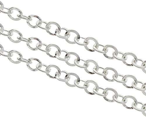 Perlin 3 meter Gliederkette Link Kette Metallkette Rund 4,5mm Silber Schmuckkette Meterware zur Schmuckherstellung von Halsketten Armband DIY Basteln K5