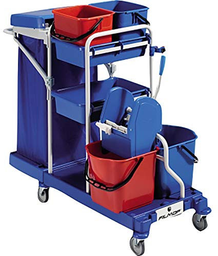 FILMOP Reinigungswagen Lieferumfang: Reinigungswagen, 4 Eimer, 1 Moppresse, blau