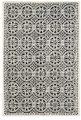 SAFAVIEH Traditionell Teppich für Wohnzimmer, Esszimmer, Schlafzimmer - Cambridge Collection, Kurzer Flor, Schwarz und Elfenbein, 152 X 244 cm