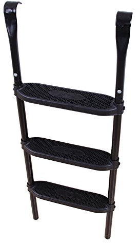 Ampel 24 Trampolin Leiter 110 cm lang, Treppe mit 3 Breiten Stufen, praktischer Einstieg für große Gartentrampoline, schwarz