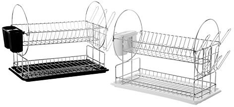 Escurreplatos 2 alturas hierro cromado 50 x 22 x 33 cm (Negro)