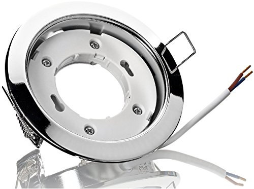 Massiver Spot Einbaurahmen GX53 230V aus Metall - Einbau Ø 90 mm, Abdeckung Ø 106 mm - chrom-glänzend