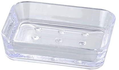 WENKO Seifenablage Candy, hochwertige Seifenschale für Küche, Bad & Gäste-WC, Ablage für Kernseife & festes Duschgel in der Duschgel, Badablage aus Kunststoff, BPA-frei, 12 x 3 x 9 cm, Transparent